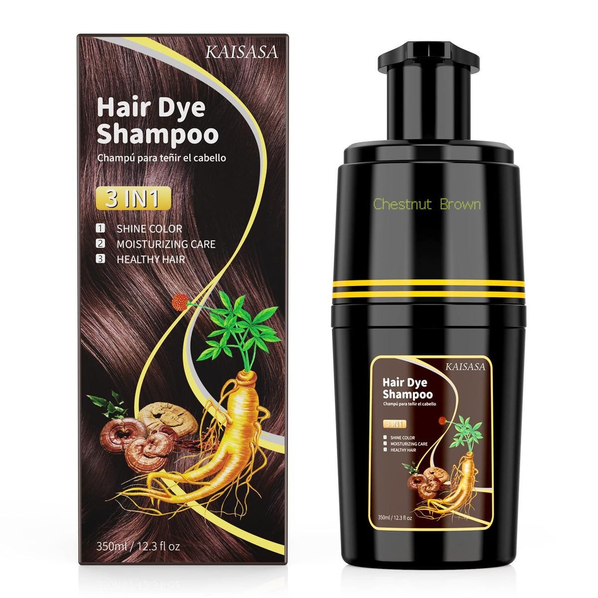 KAISASA Chestnut Brown Hair Dye Shampoo front view