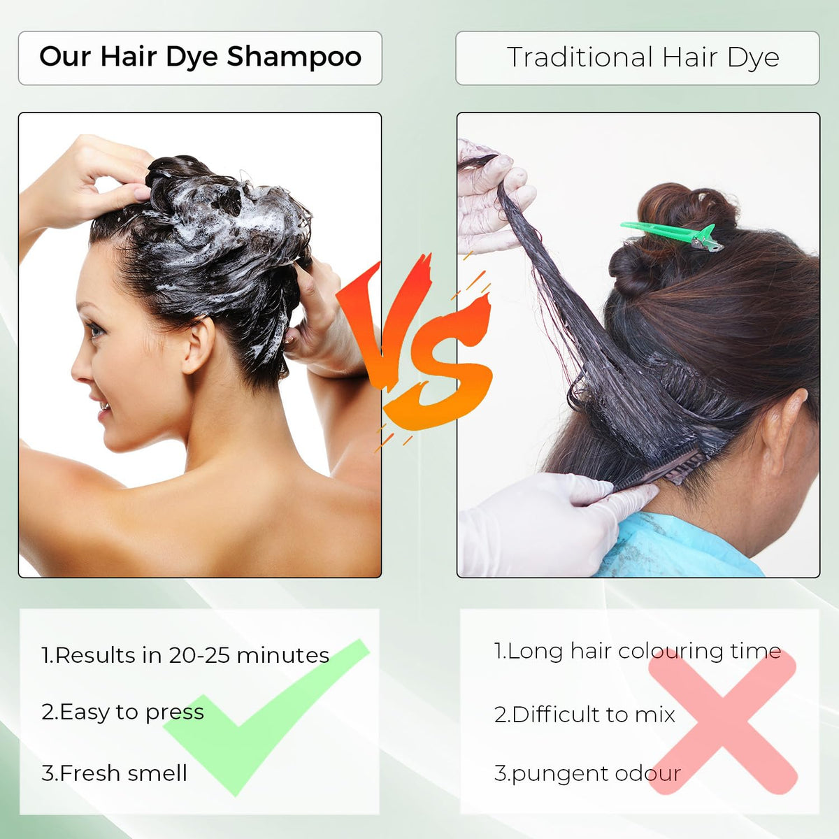 KAISASA Dark Brown Hair Dye Shampoo 3-in-1 application process