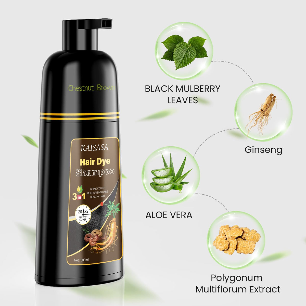 KAISASA Hair Dye Shampoo 3 in 1 lathering on hair