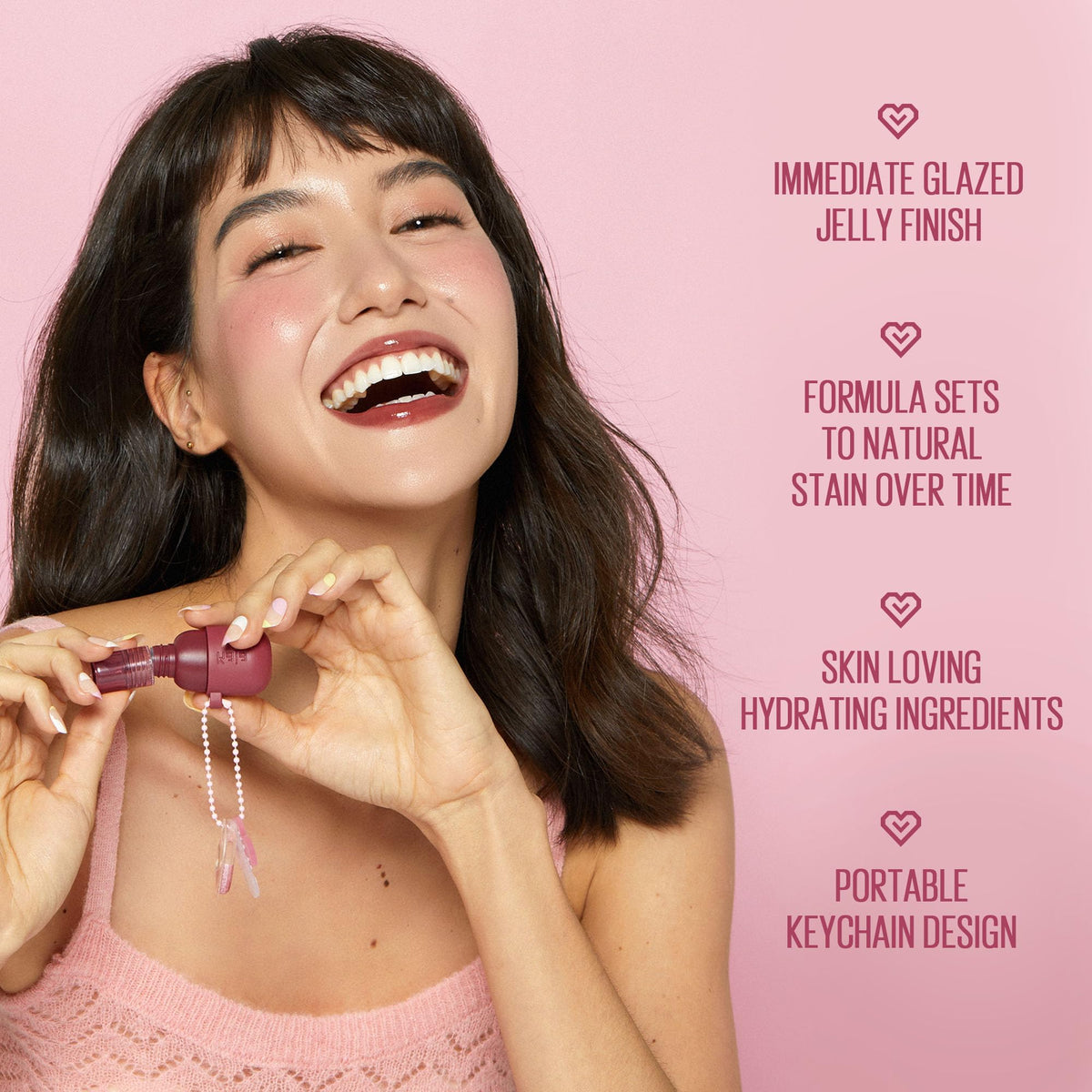 Kaja Lip & Blush Glazed Keychain Stain Cherry Spritz shade range