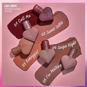 Kaja Lip Mousse Love Swipe 01 Call Me texture close-up