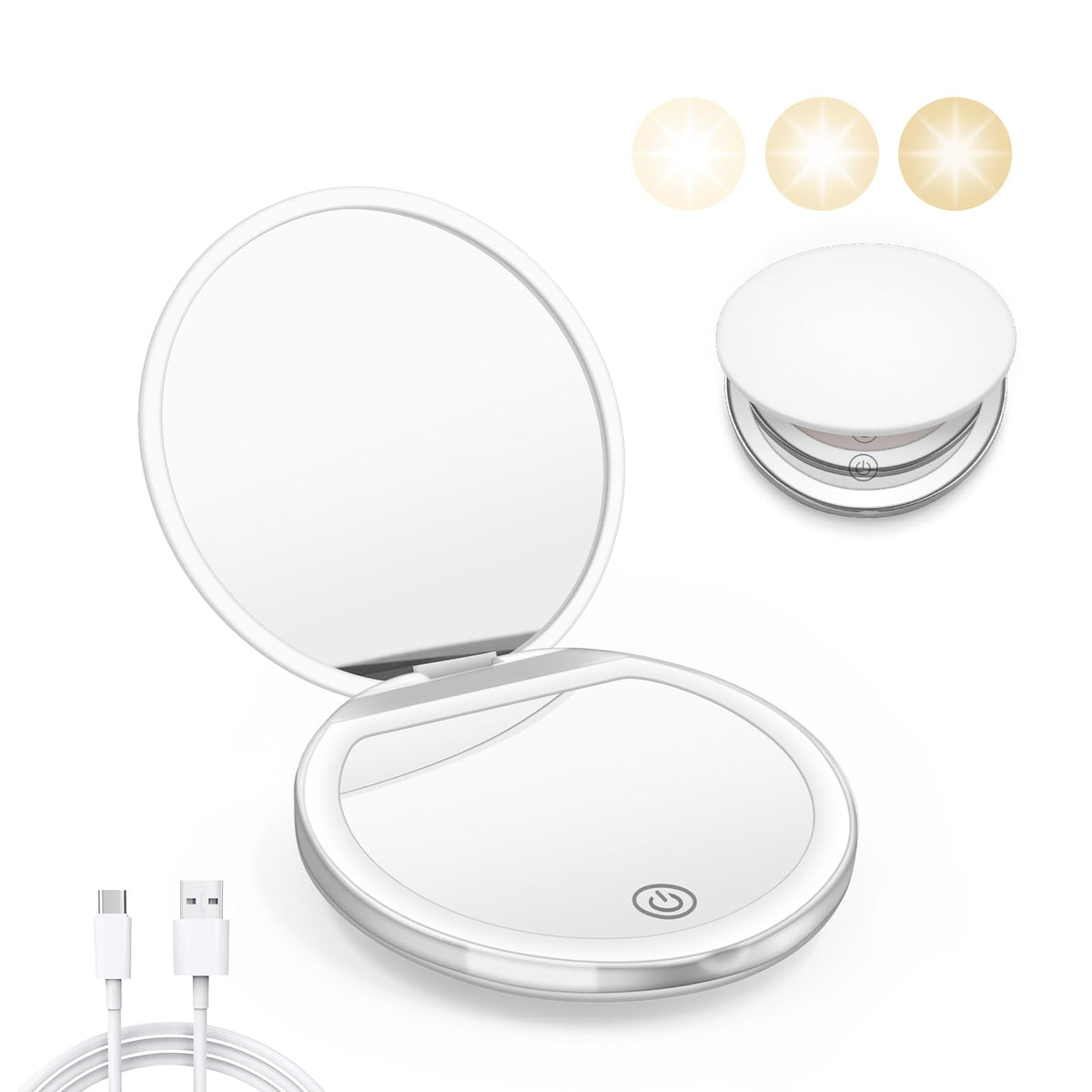 Kakuje compact mirror front view with LED lights