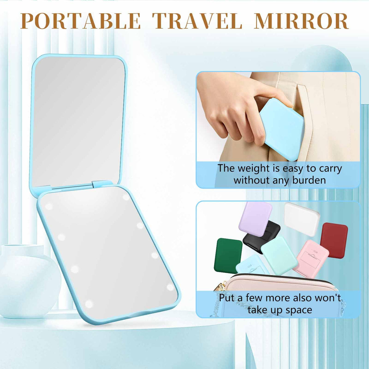 Kakuje Compact Mirror in a handbag
