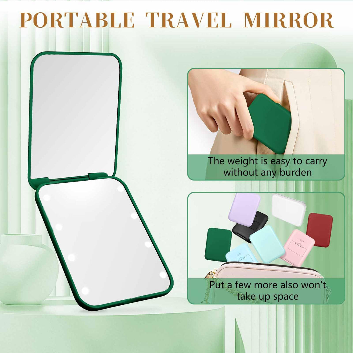 Kakuje Compact Mirror in a handbag
