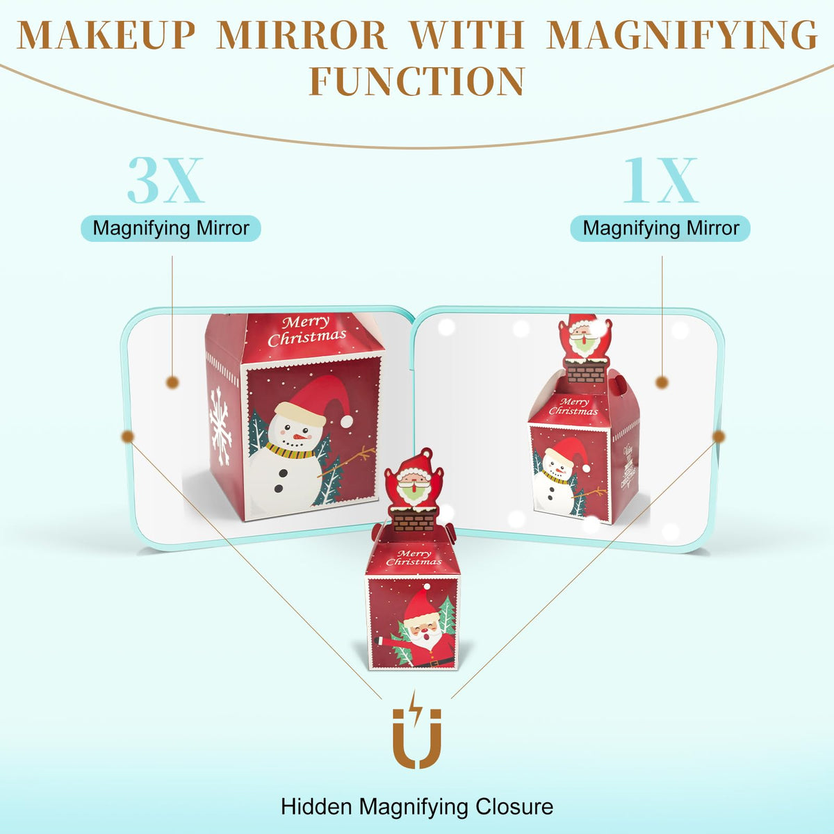 Kakuje Compact Mirror showing LED lights