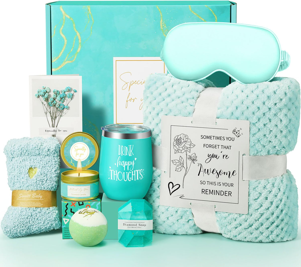 Kalokey Spa Gift Basket Set front view with assorted items