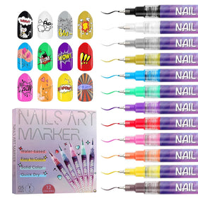Kalolary 12 Colour Nail Art Pens set with vibrant shades