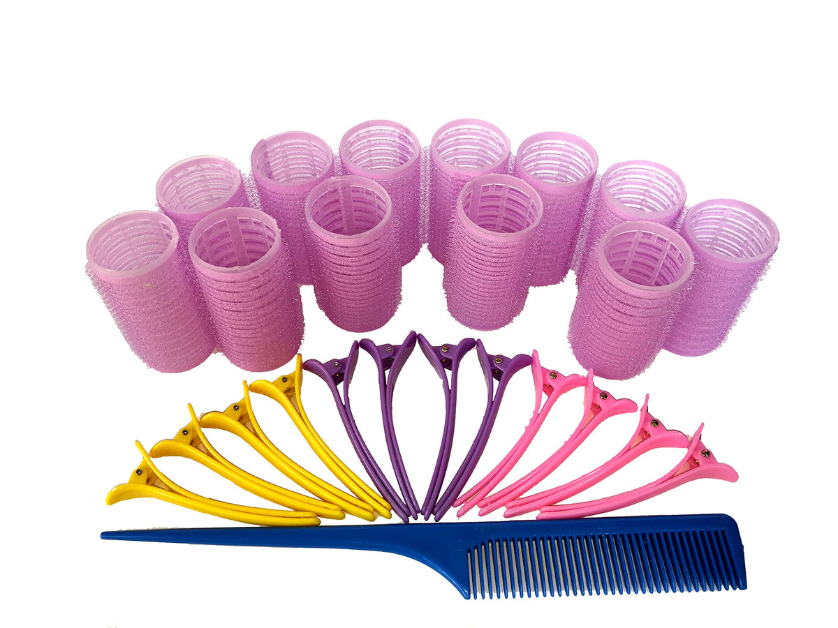 Kamay's Hair Rollers 30mm with duckbill clips and comb
