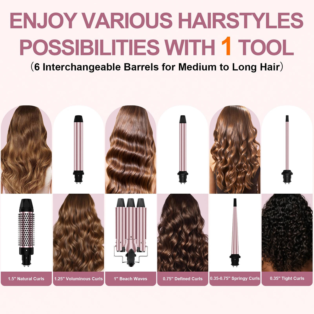 Karrong 1" 3 barrel curling iron for beach waves