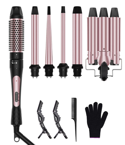 Karrong 6 in 1 Curling Iron Set with all barrels displayed