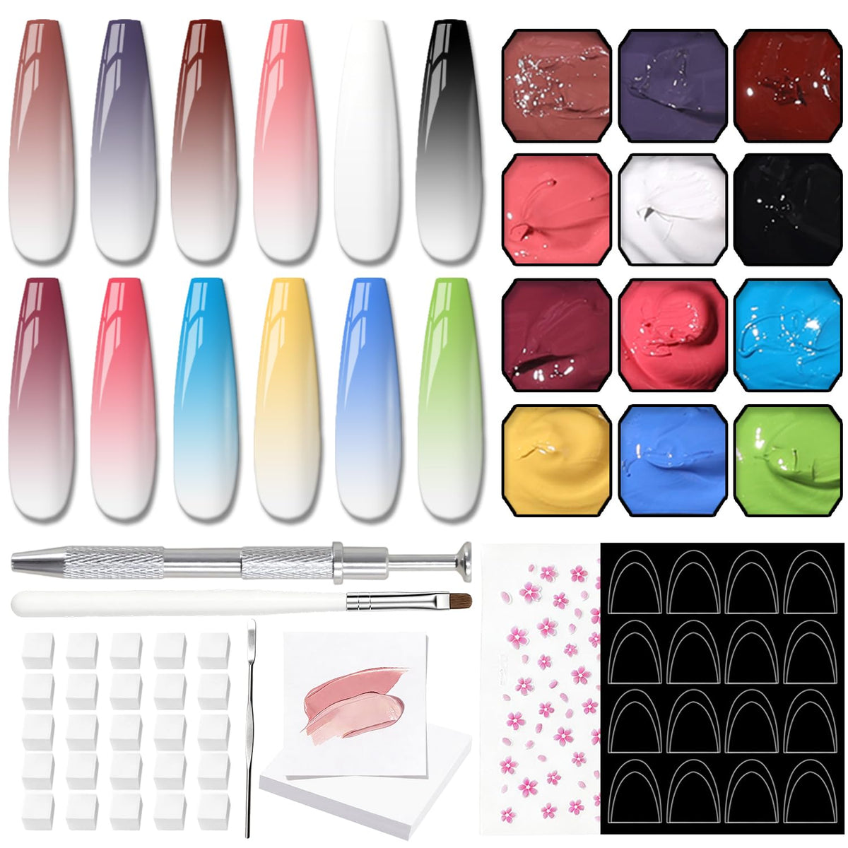 Karroy Ombre Gel Polish Palette 12 colours front view