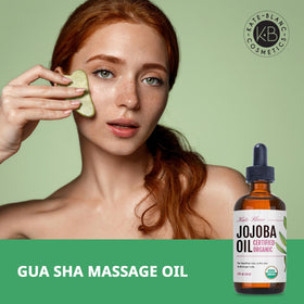 Kate Blanc Organic Jojoba Oil 2oz on a wooden surface