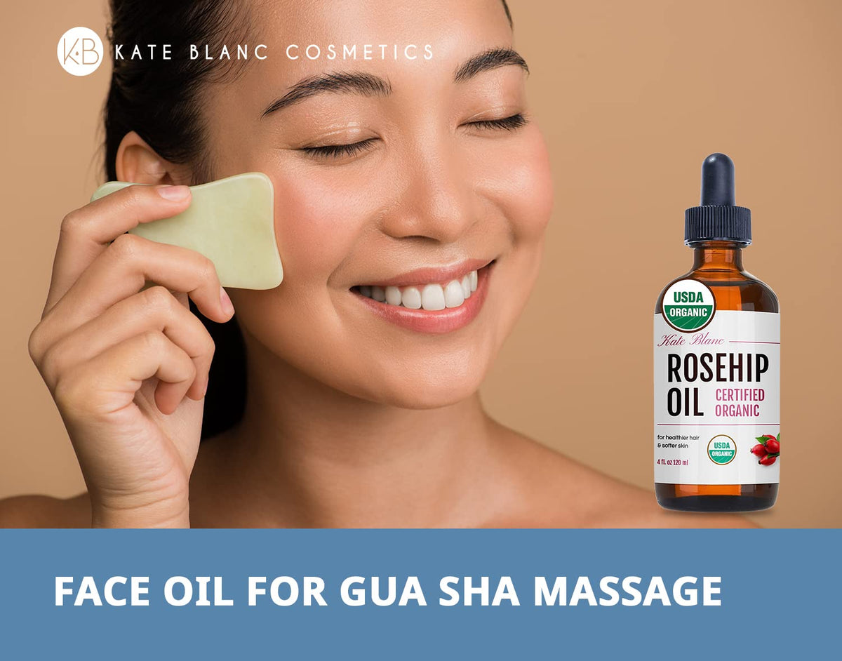Kate Blanc Rosehip Oil with gua sha tools