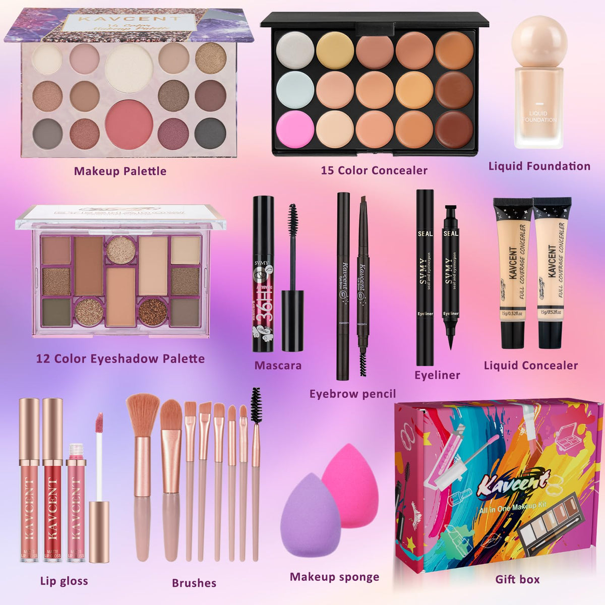 KAVCENT eyeshadow palette showcasing multiple colours