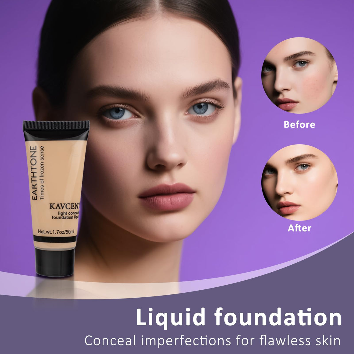 KAVCENT Makeup Kit featuring eyebrow pencil and powder puff