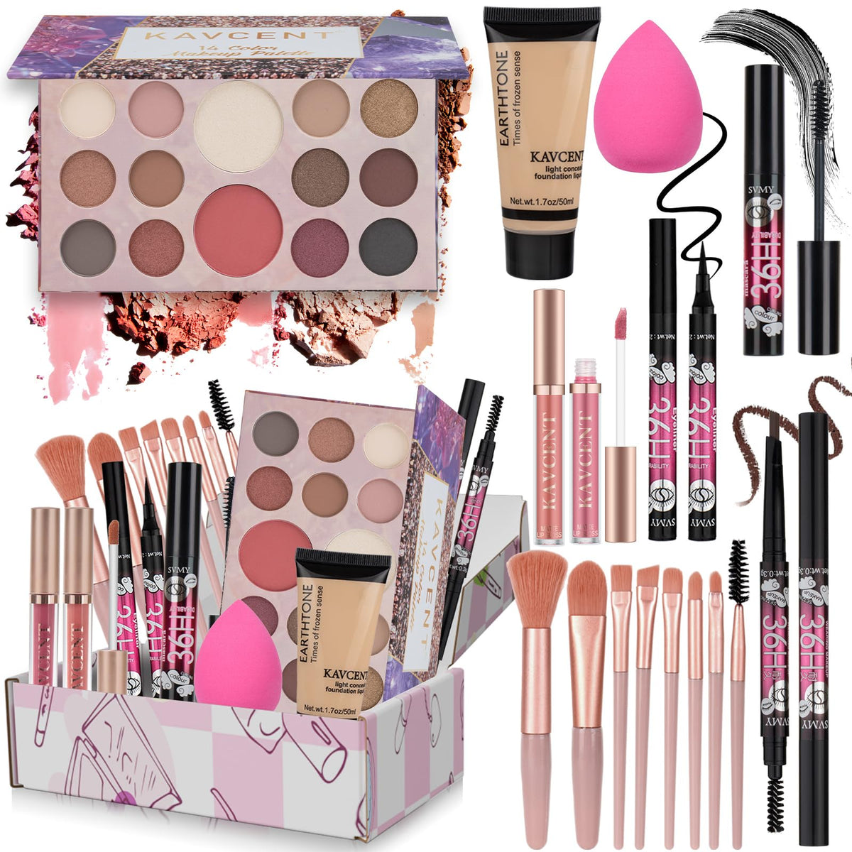 KAVCENT Makeup Kit for Teens full set including palette and brushes