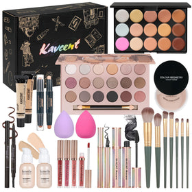 KAVCENT Makeup Kit including 18 colour eyeshadow palette and accessories