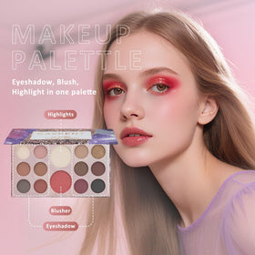 KAVCENT Makeup Kit open with various makeup products displayed