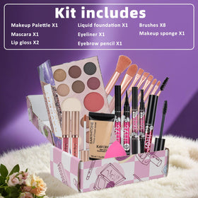 KAVCENT Makeup Kit showing foundation and lip gloss
