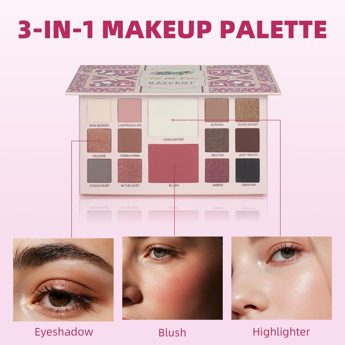 KAVCENT Makeup Kit with eyeshadow palette and brushes