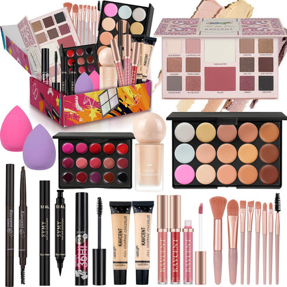 KAVCENT Makeup Set for Teens with 14-colour palette and brushes