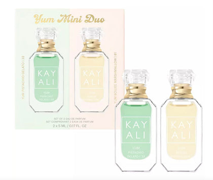 KAYALI Mini Yum Duo Set front view showcasing two 5 mL bottles