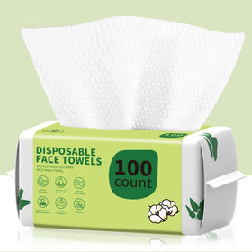 KeeiZoes Disposable Face Towels 100 Count packaging front view