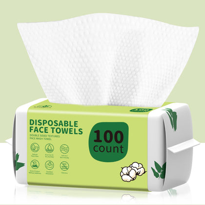 KeeiZoes Disposable Face Towels 100 Count packaging front view