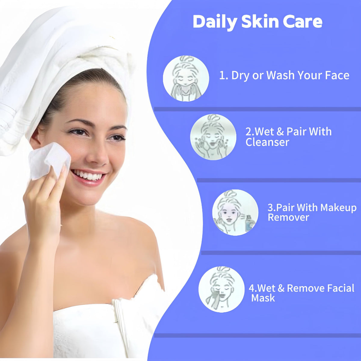 KeeiZoes face towels in use for makeup removal