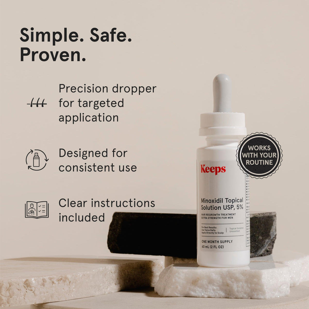 Keeps Minoxidil Solution 5% close-up of the dropper