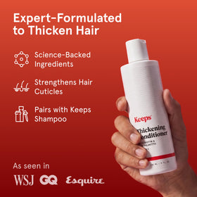 Keeps Thickening Conditioner for Men label close-up