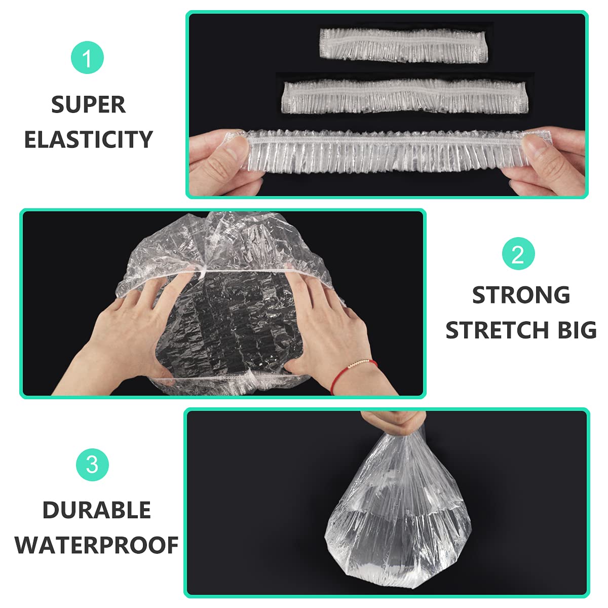 Keeygo Disposable Shower Cap side view showing thickness