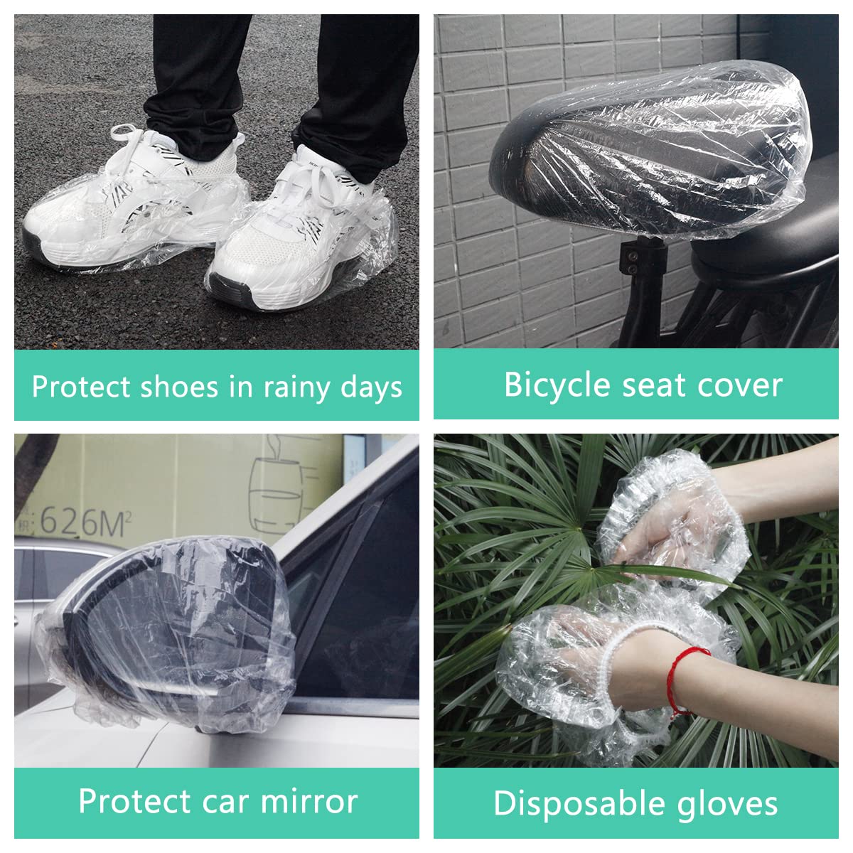 Keeygo Disposable Shower Caps with a measuring tape for size reference