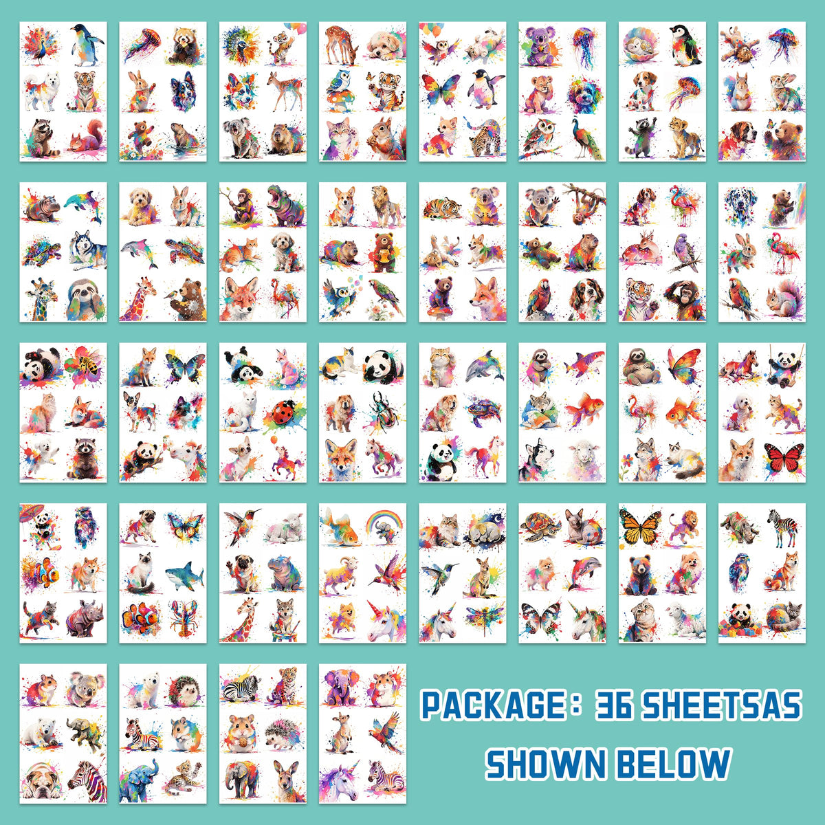 Keikihipa temporary tattoos featuring a variety of animal designs