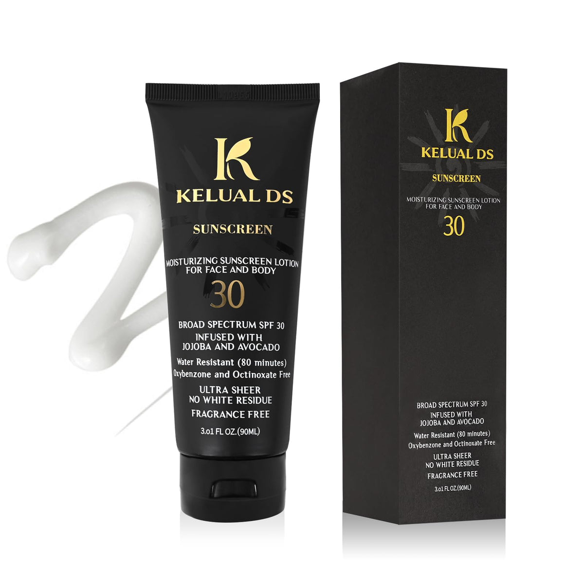 KELUAL DS Black People Sunscreen SPF 30 front view with packaging