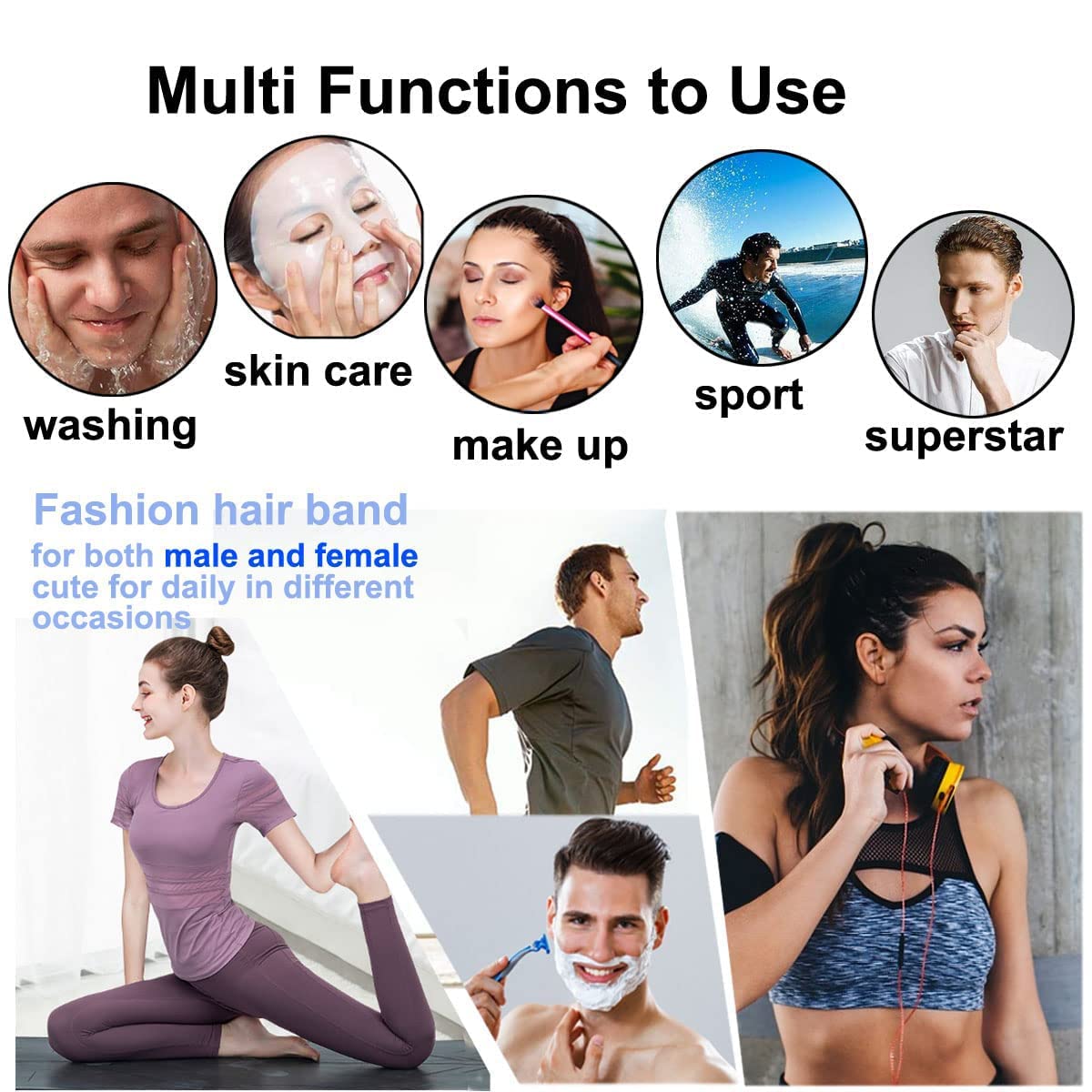 KELUBATU Adjustable Metal Headband in lifestyle setting during workout