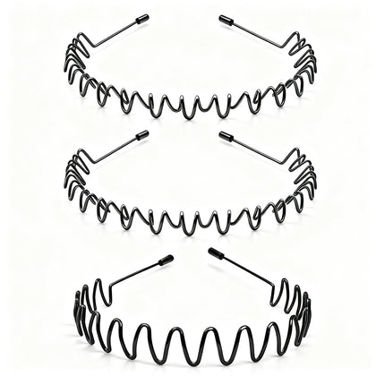 KELUBATU Mens Metal Headband front view with zigzag design