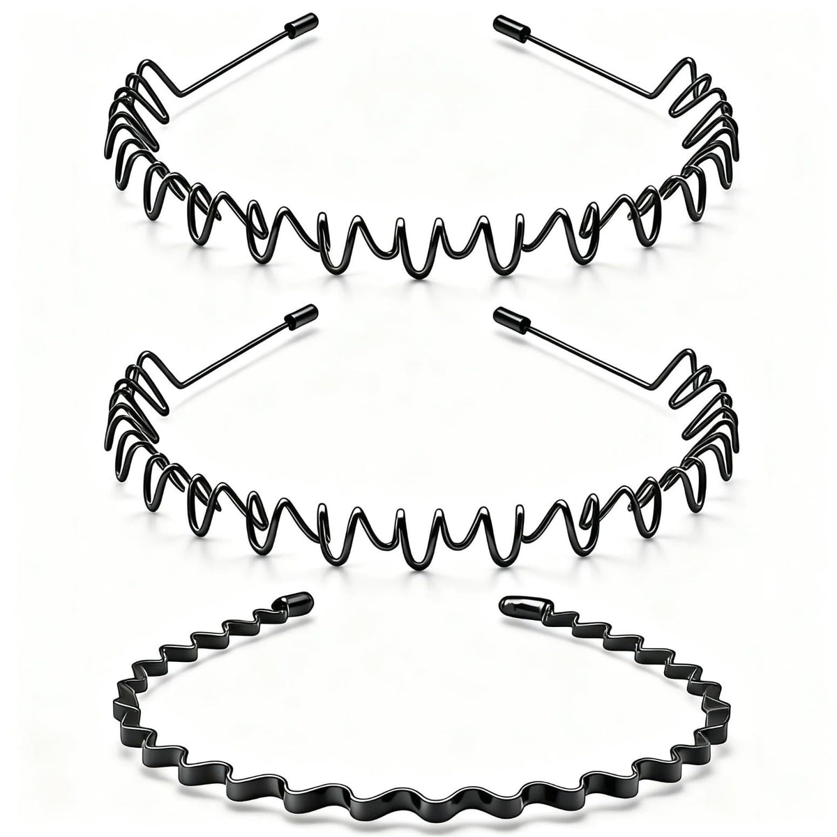 KELUBATU Mens Metal Headband Set front view with 3 styles