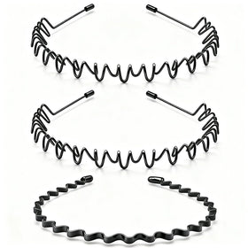 KELUBATU Mens Metal Headband Set front view with 3 styles