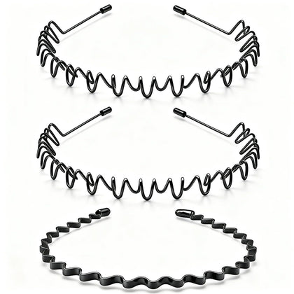 KELUBATU Mens Metal Headband Set front view with 3 styles