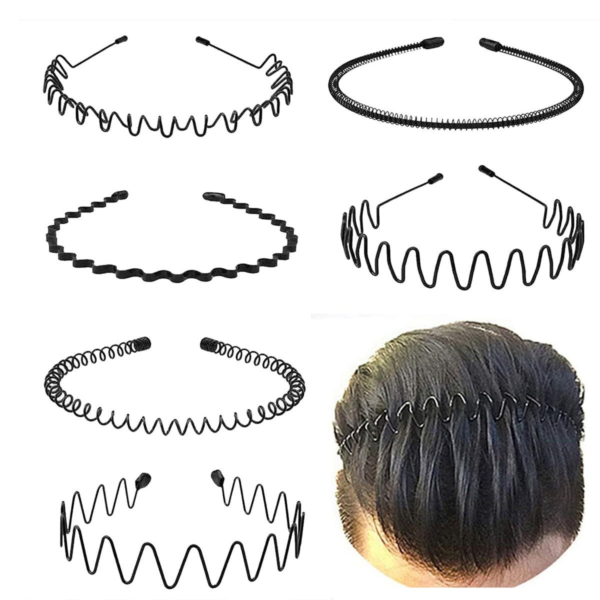 KELUBATU Mens Metal Headband Set of 6 in packaging