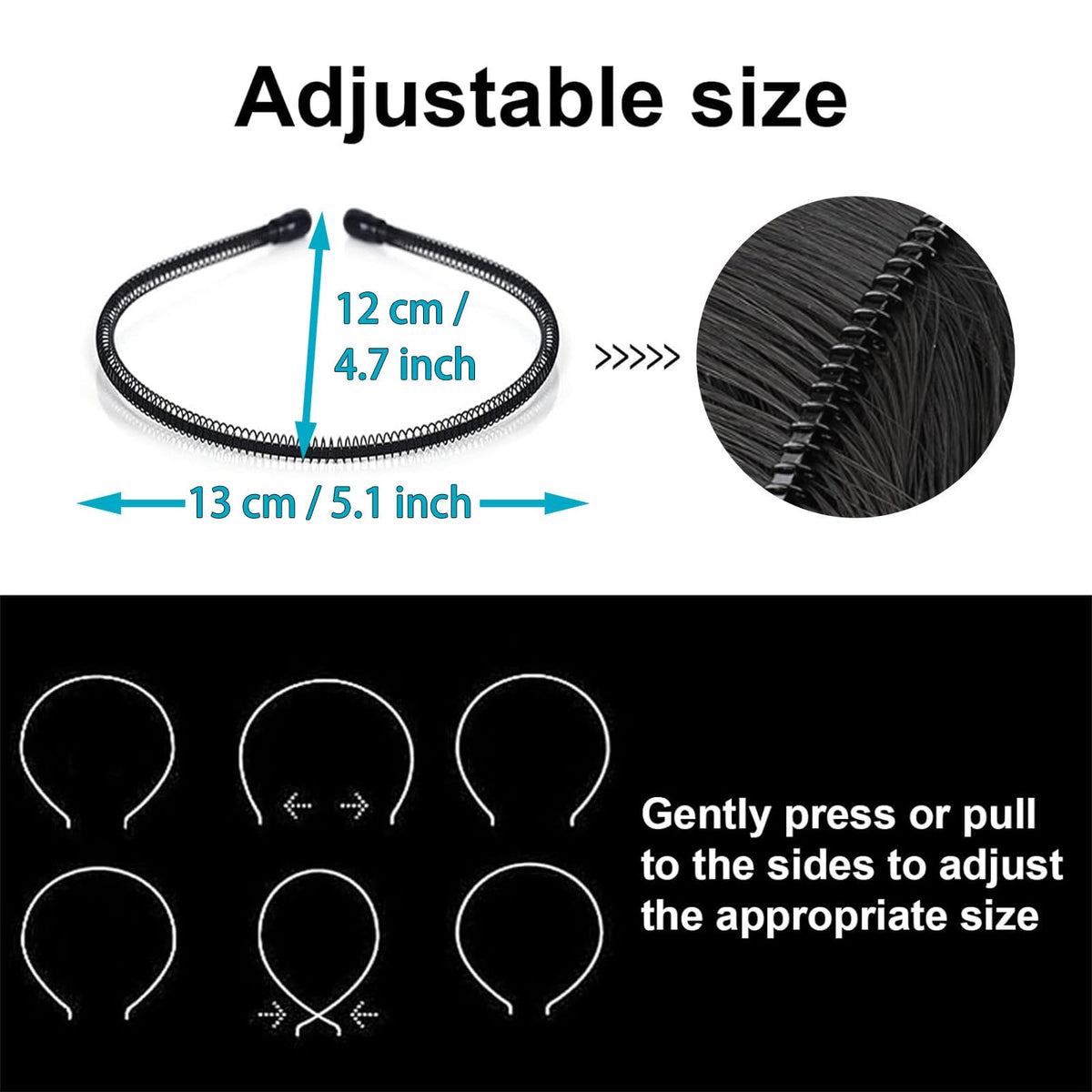 KELUBATU Metal Headband flexible grip side view