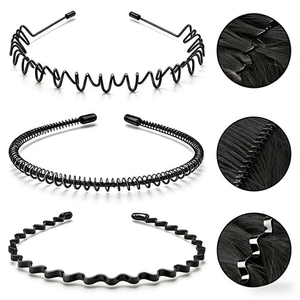 KELUBATU Metal Headband Set with three styles Zigzag, Spring Circle, and Wave