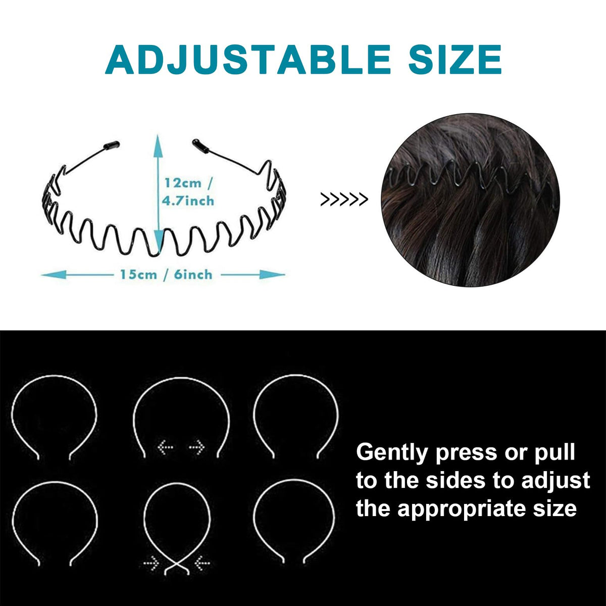 KELUBATU metal headband side view showing zigzag wave design