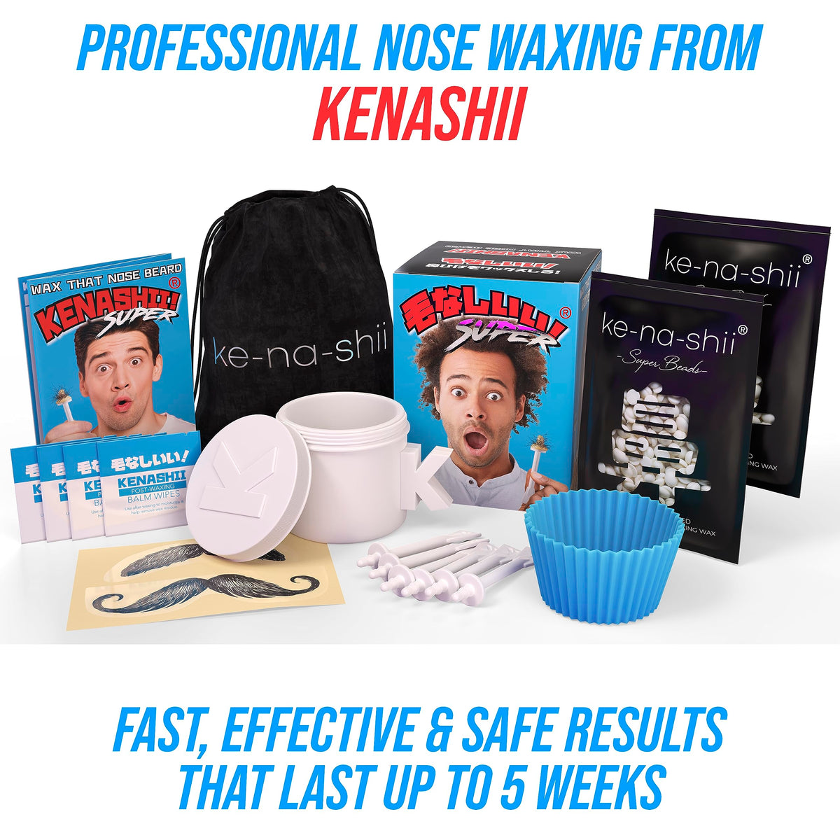 KENASHII Super Nose Waxing Kit 12 balm wipes included