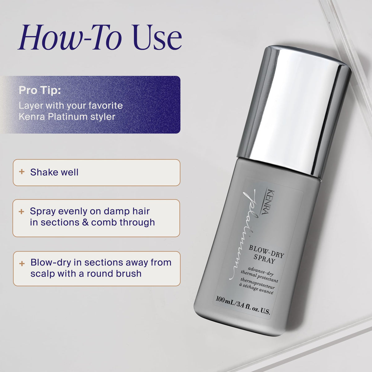 Kenra Blow-Dry Spray with hair styling tools
