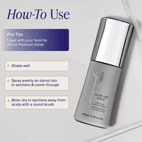Kenra Blow-Dry Spray with hair styling tools