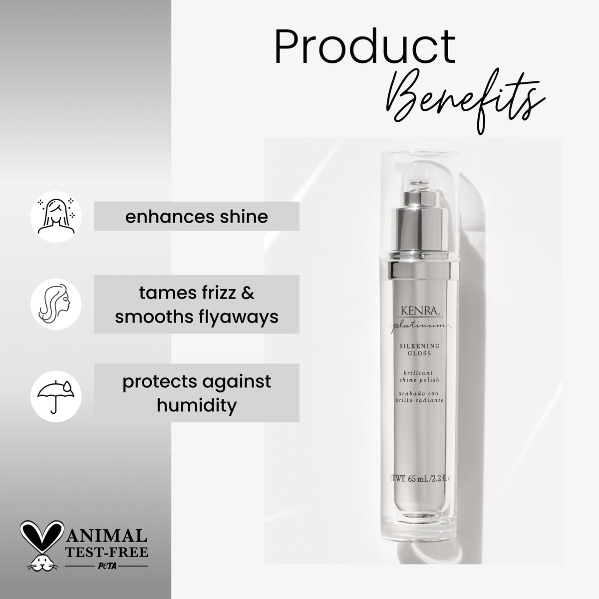Kenra Platinum Silkening Gloss bottle side view