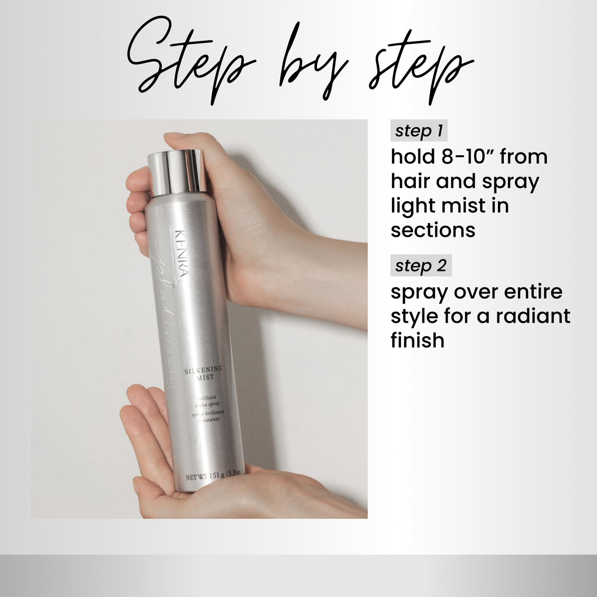 Kenra Platinum Silkening Mist used on styled hair