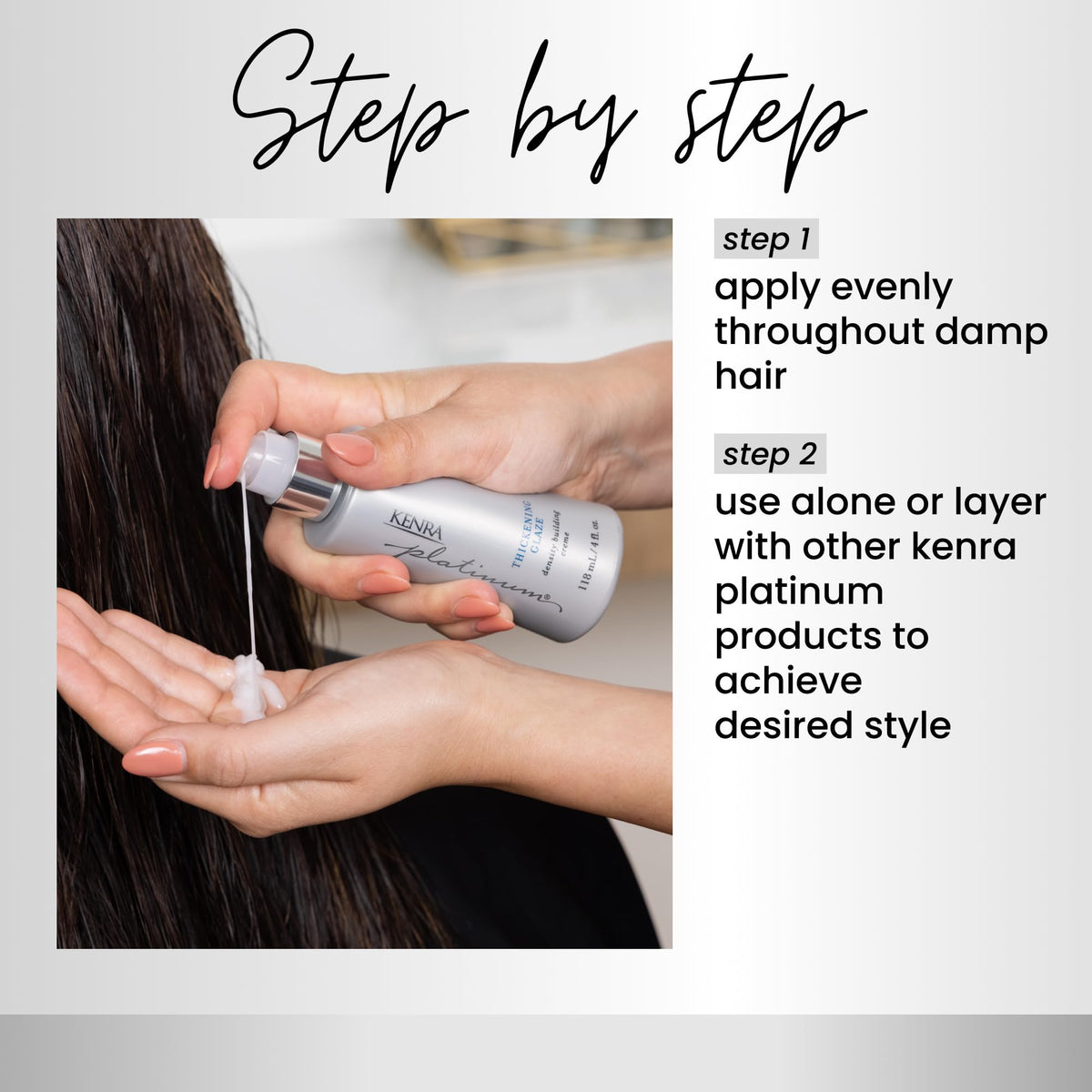 Kenra Platinum Thickening Glaze 4 fl. Oz with styling tools